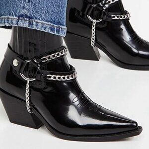 Anine Bing Harris Moto Boot Black Leather Size 41
